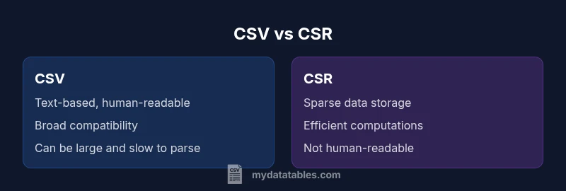 CSV vs CSR infographic showing readability vs efficiency