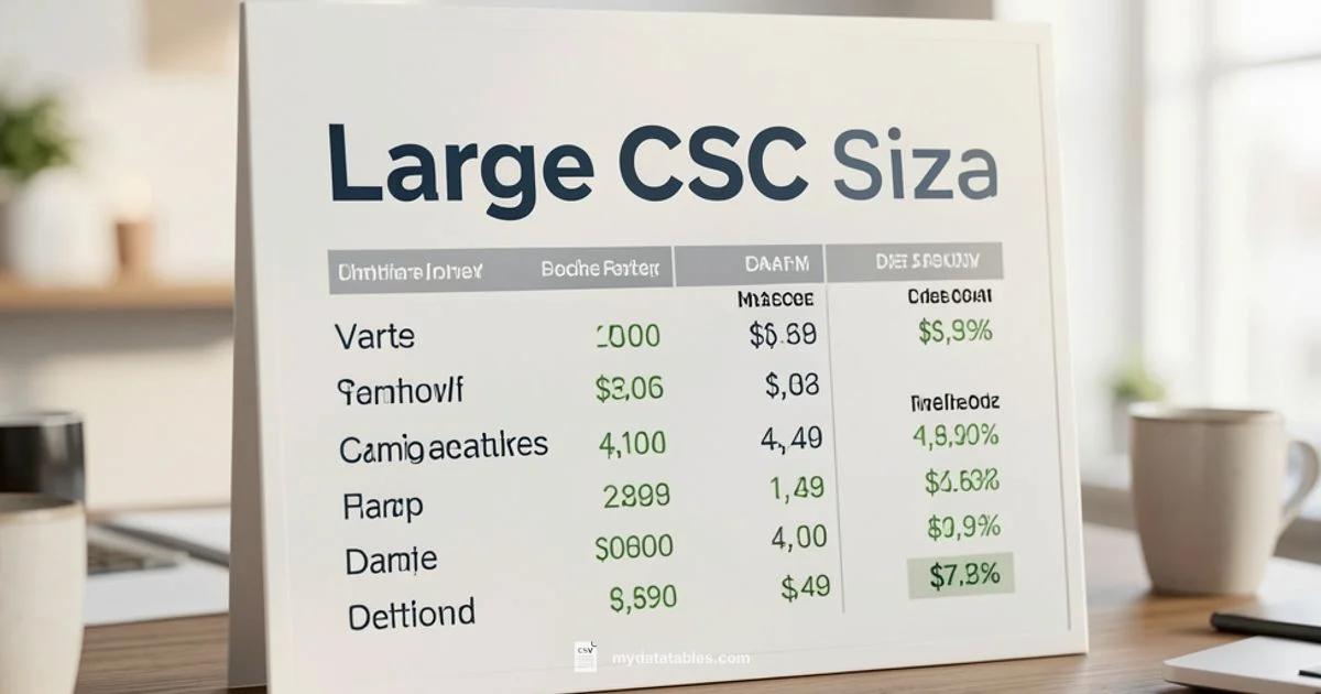 CSV Size Guide - MyDataTables
