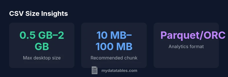 infographic showing CSV size limits and strategies