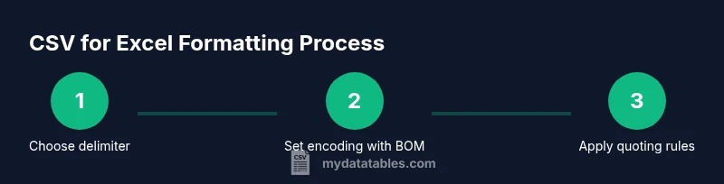 Process diagram showing steps to format CSV for Excel