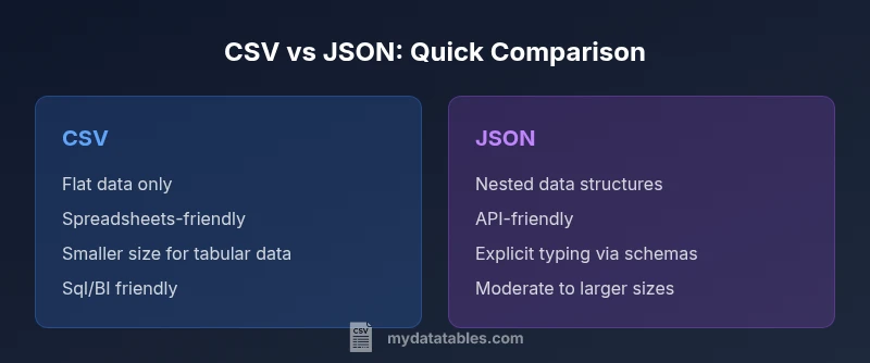 CSV vs JSON comparison infographic