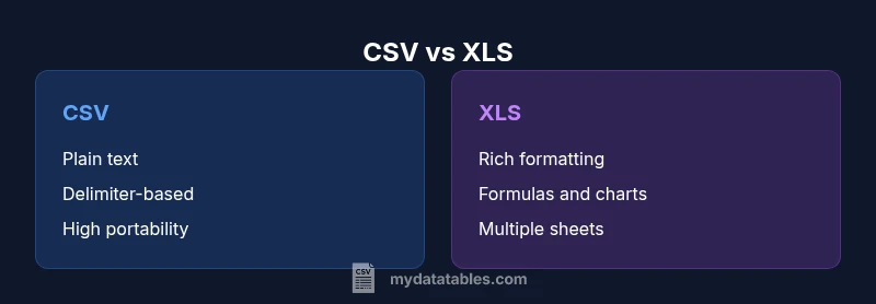 Infographic comparing CSV and XLS formats