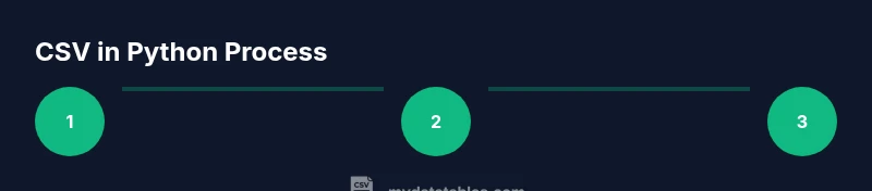 Process infographic showing CSV read/write flow in Python