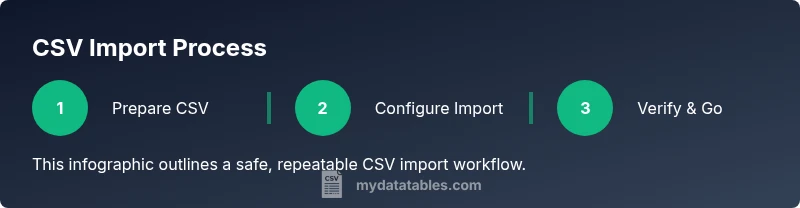 Process diagram showing a three-step CSV import workflow