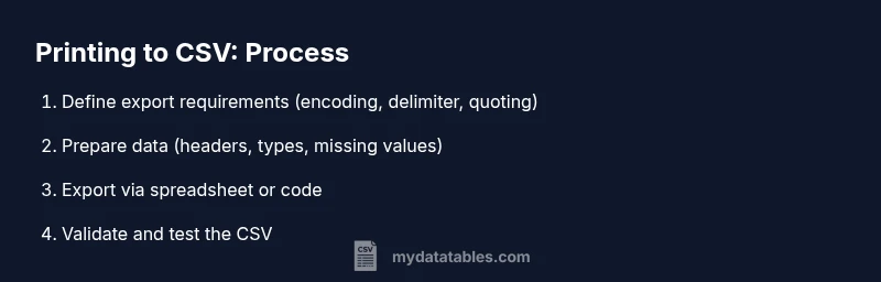 Infographic showing steps to export data to CSV